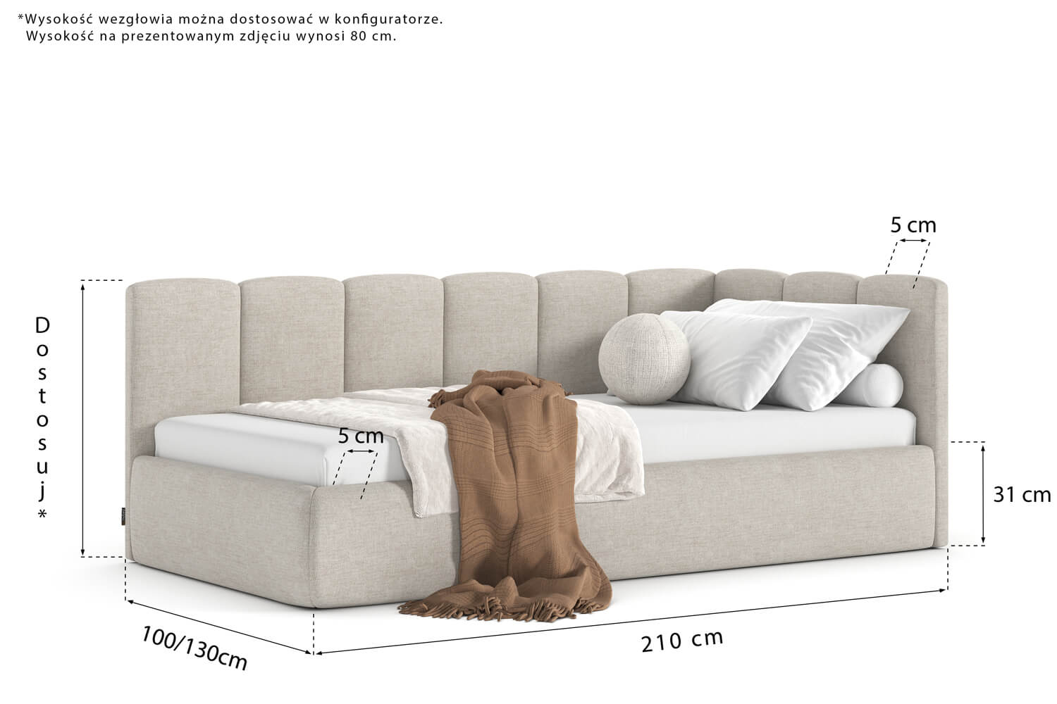 Shell Wave Upholstered Bed