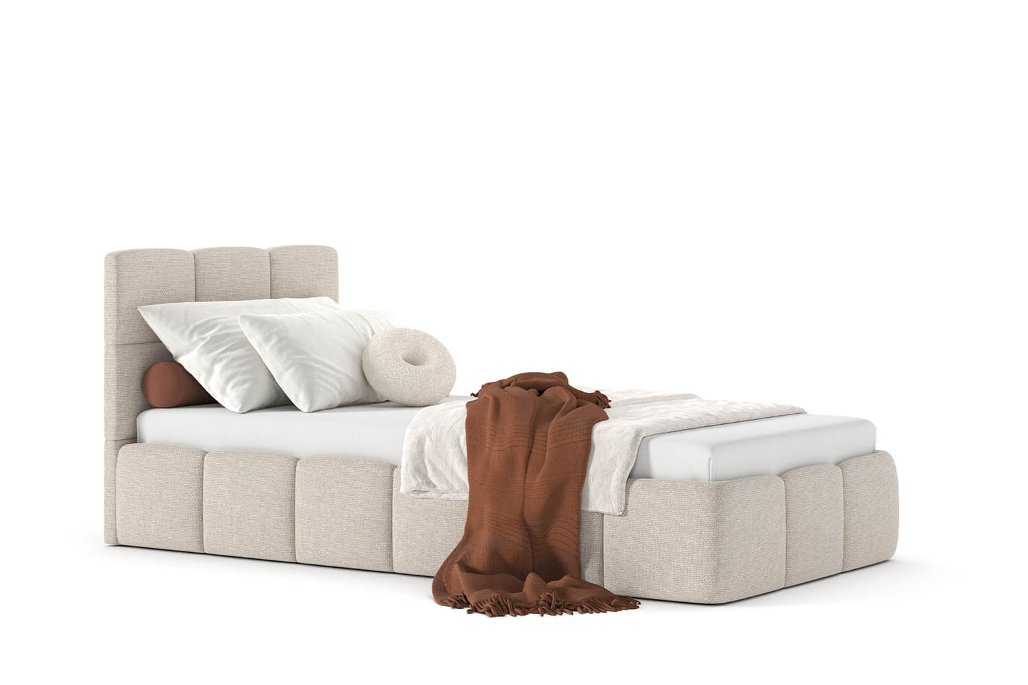 Cube Block Single Upholstered Bed