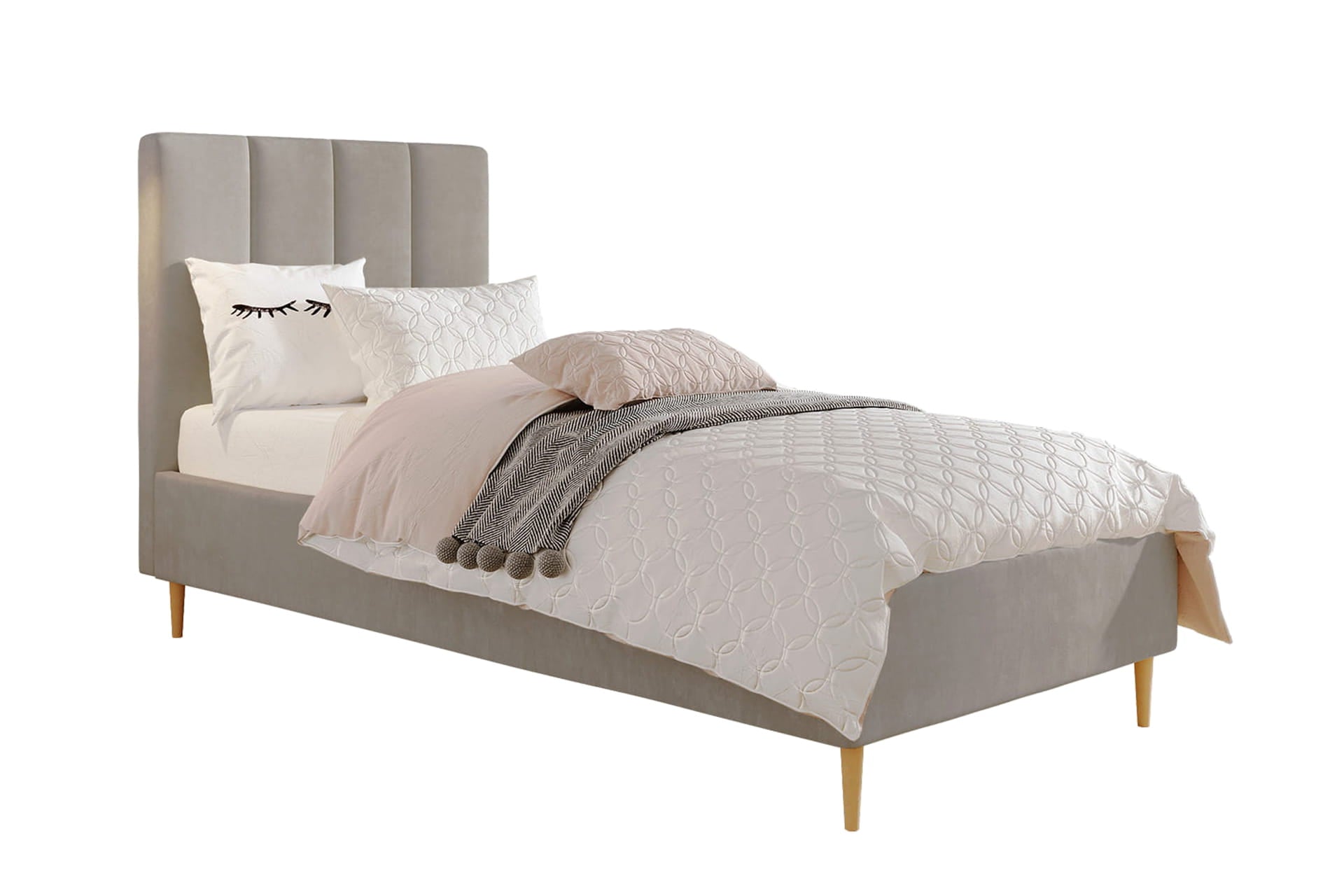 Velvet Stripes Single Upholstered Bed