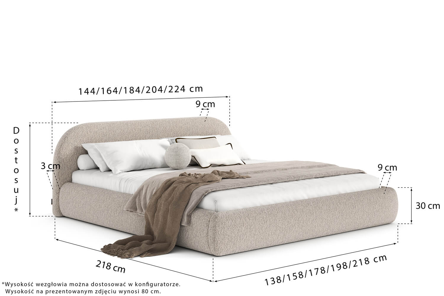 Cloud Boucle Upholstered Bed
