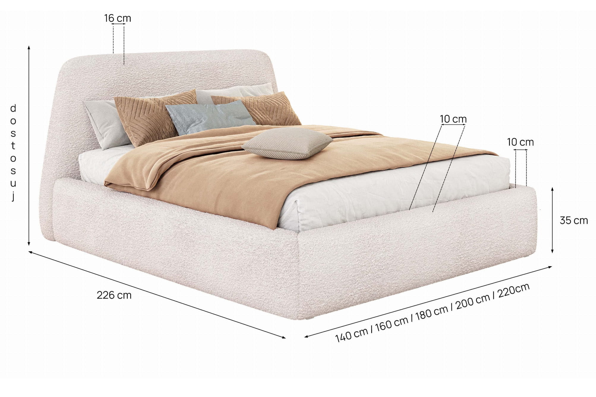 Cocoon Boucle Upholstered Bed